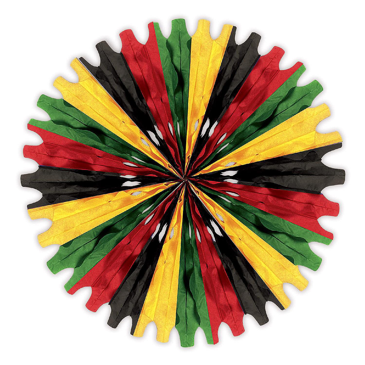 25in TISSUE FAN BLACK,RED,GREEN,YELLOW