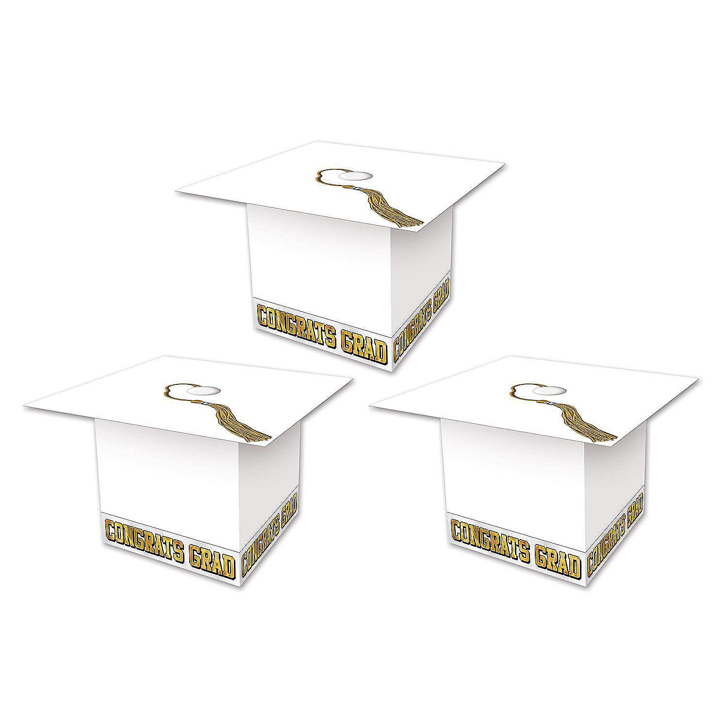 3CT BOXES GRAD CAP WHITE