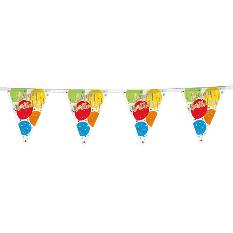 Glitzy Gold Birthday Flag Banner - 12ft