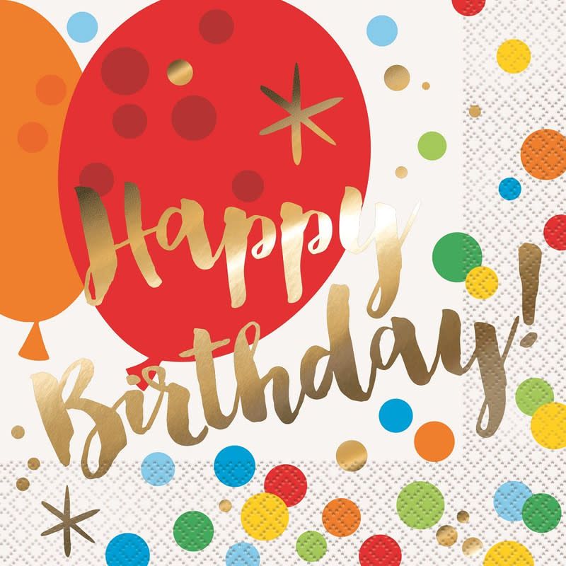 16CT LUN GLITZY GOLD HAPPY BIRTHDAY