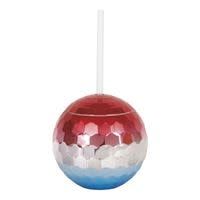 DISCO BALL CUP W/ STRAW R/W/B