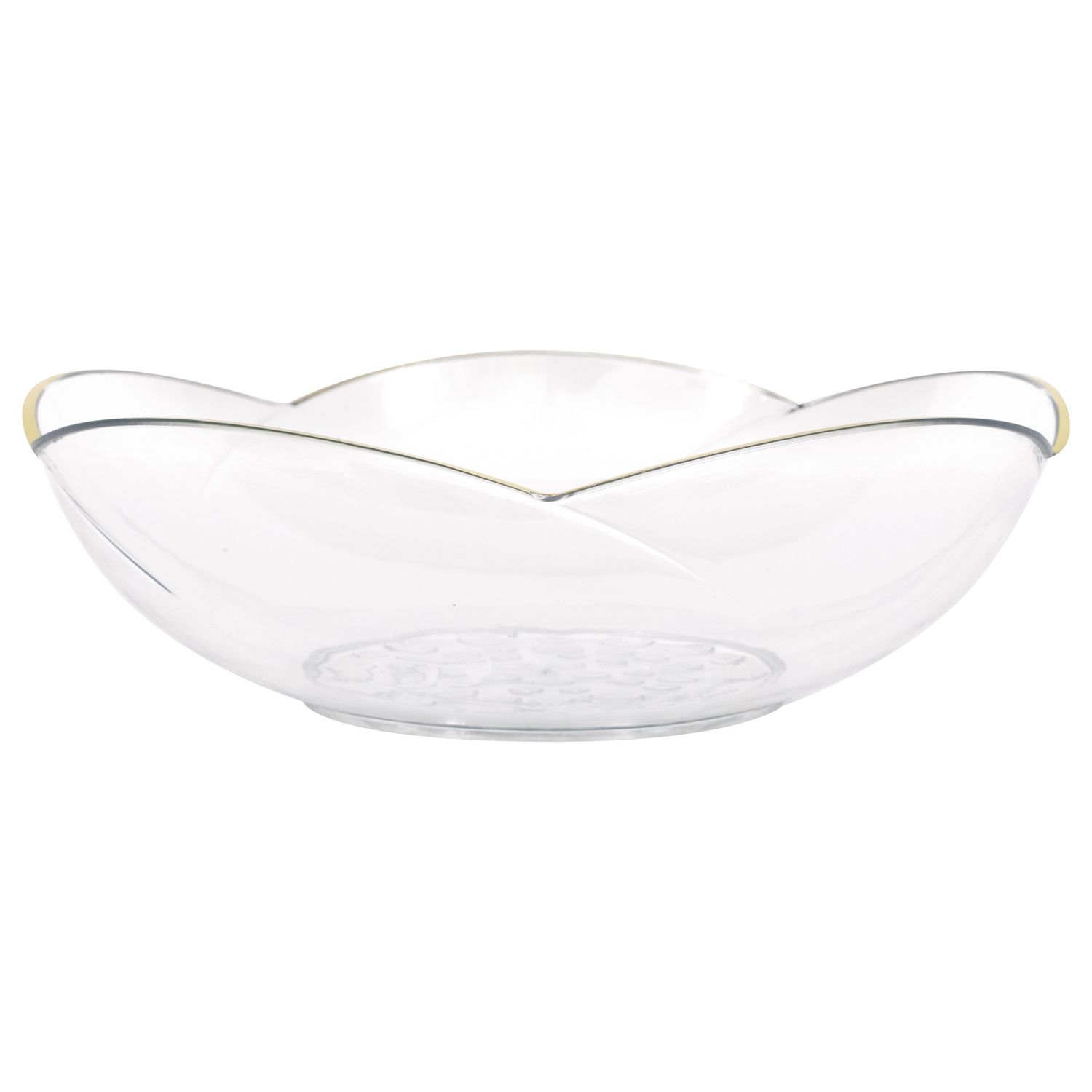 CLEAR PLASTIC SERVING BOWL WITH GOLD FOIL EDGE