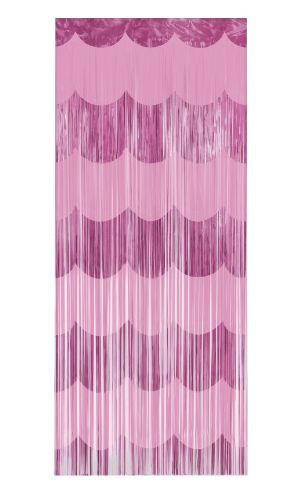 FRINGE DOOR CURTAIN PINK SCALLOP