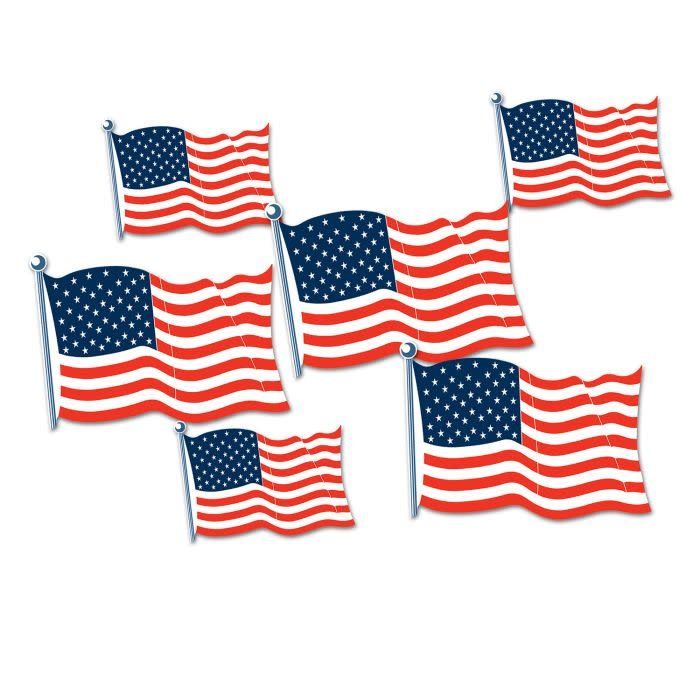 6CT CUTOUTS AMERICAN FLAG