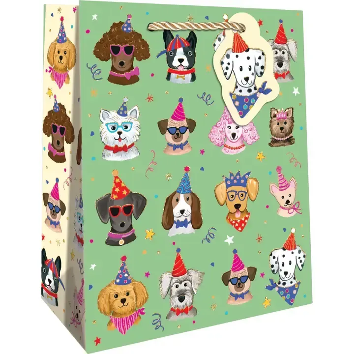 MEDIUM GIFT BAG FESTIVE PUPS