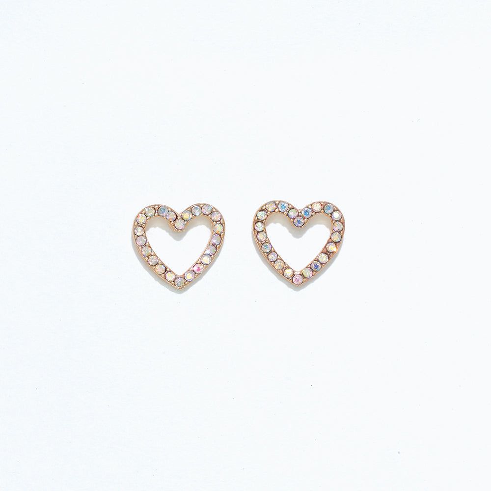 EARRINGS CRYSTAL HEARTS IN GOLD