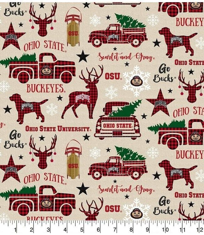 Order by the Yard Ohio State Holiday Cotton