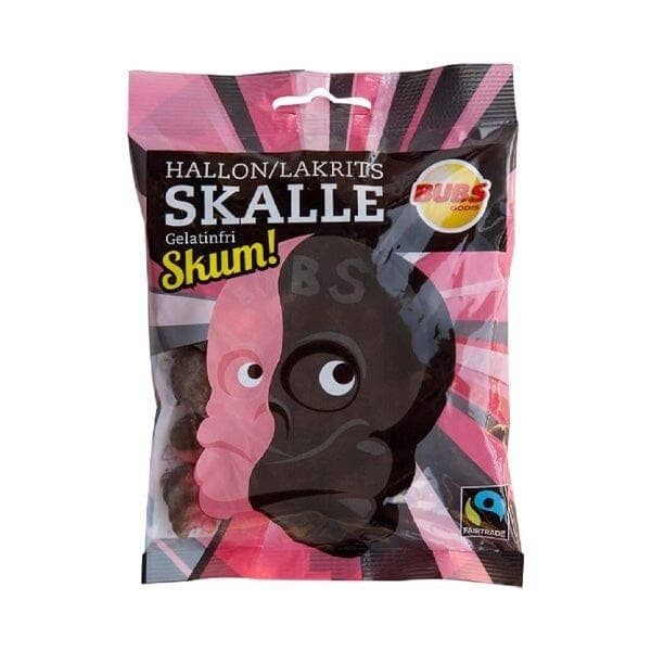 Bubs Godis: Raspberry Foam Liquorice Skull Candy