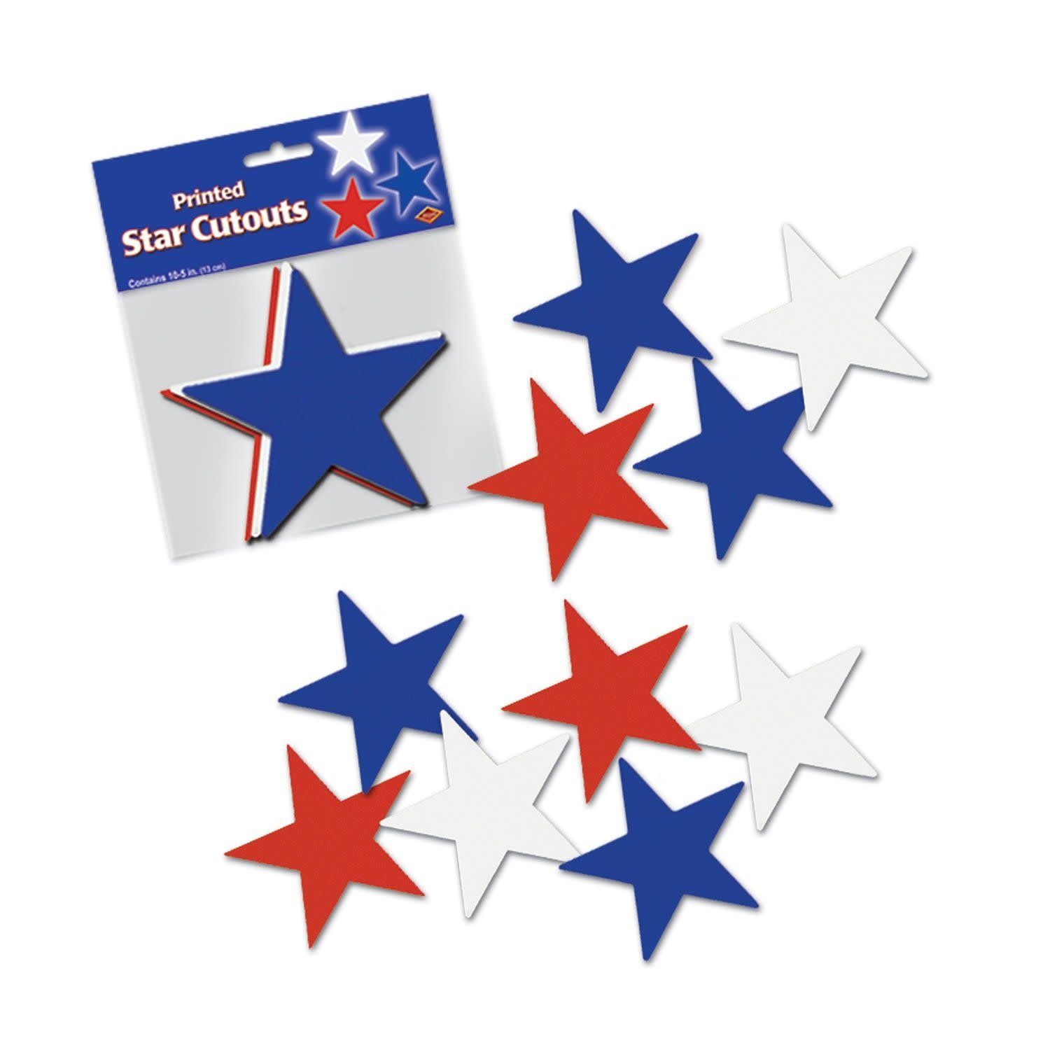 Red, White and Blue Star Cutouts - 10 Count