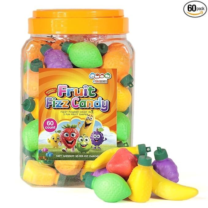 60 Fruit Shaped Fizzy Candy Powder