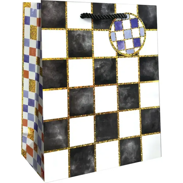 MEDIUM GIFT BAG BLACK &amp; WHITE CHECKERS