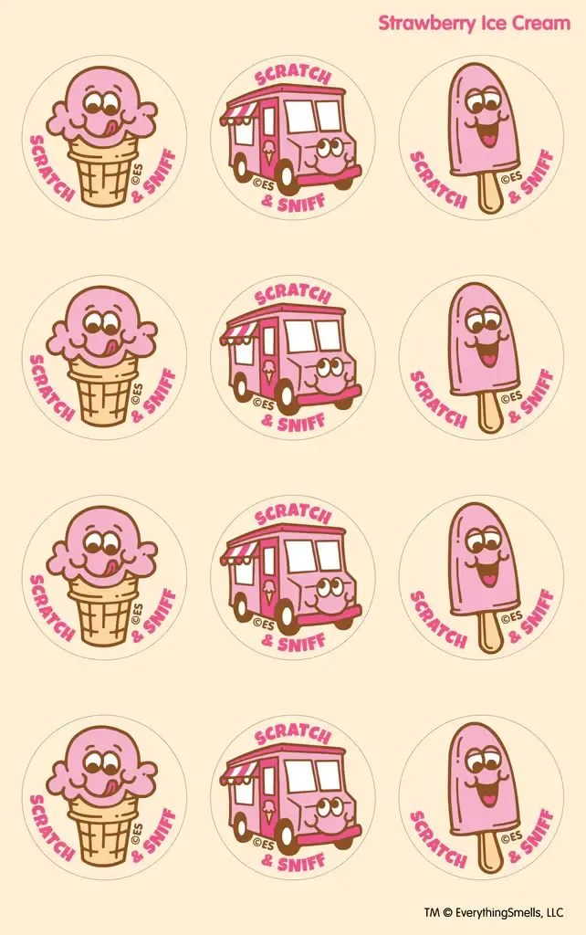SCRATCH &amp; SNIFF STICKERS STRAWBERRY ICE CREAM