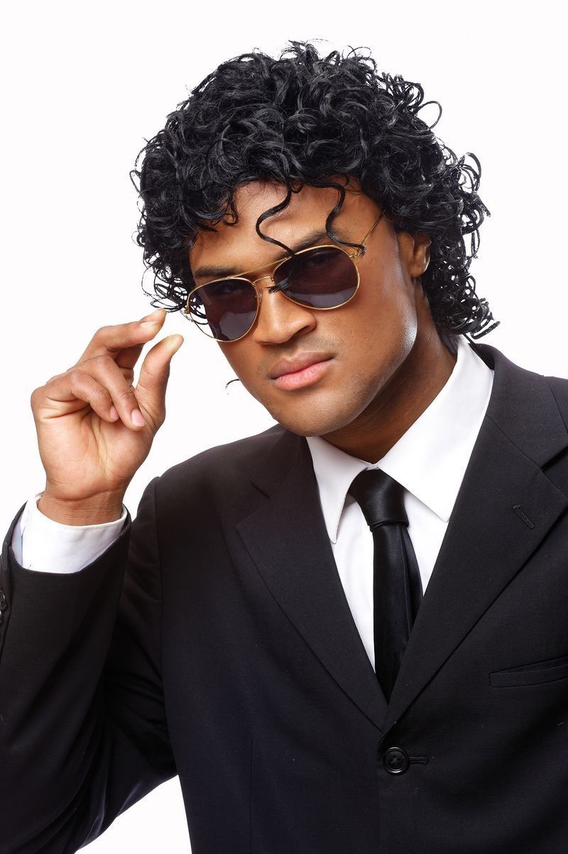 WET LOOK WIG BLACK