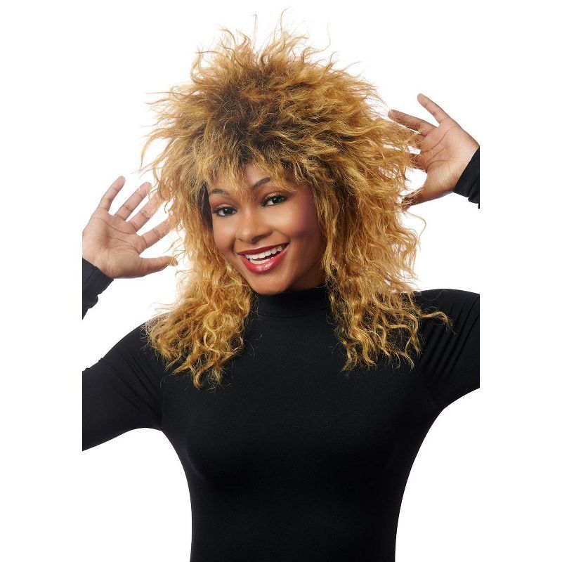 QUEEN OF ROCK WIG BROWN W/BLONDE