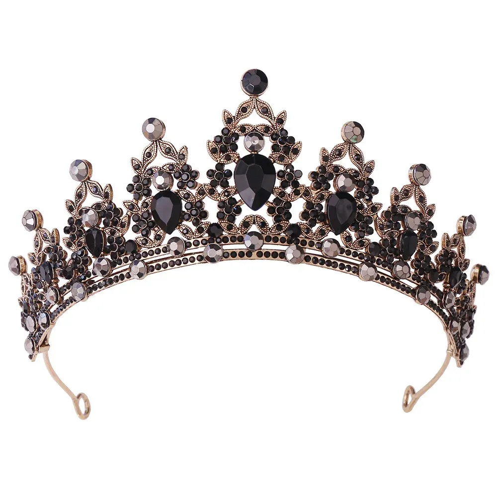 GOLD TIARA WITH BLACK STONES