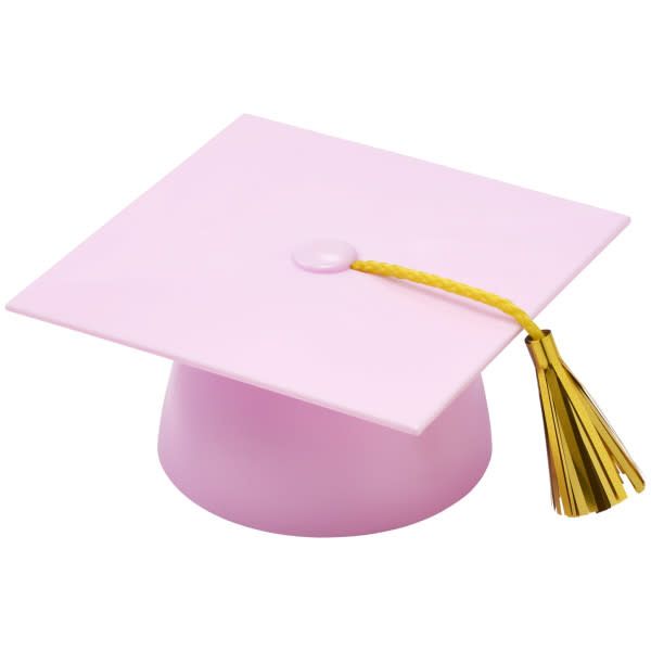 PINK GRAD CAP CAKE TOPPER