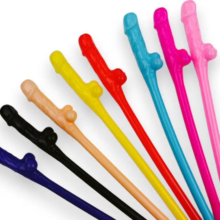 Penis Multicolor Straws - 8 Pack