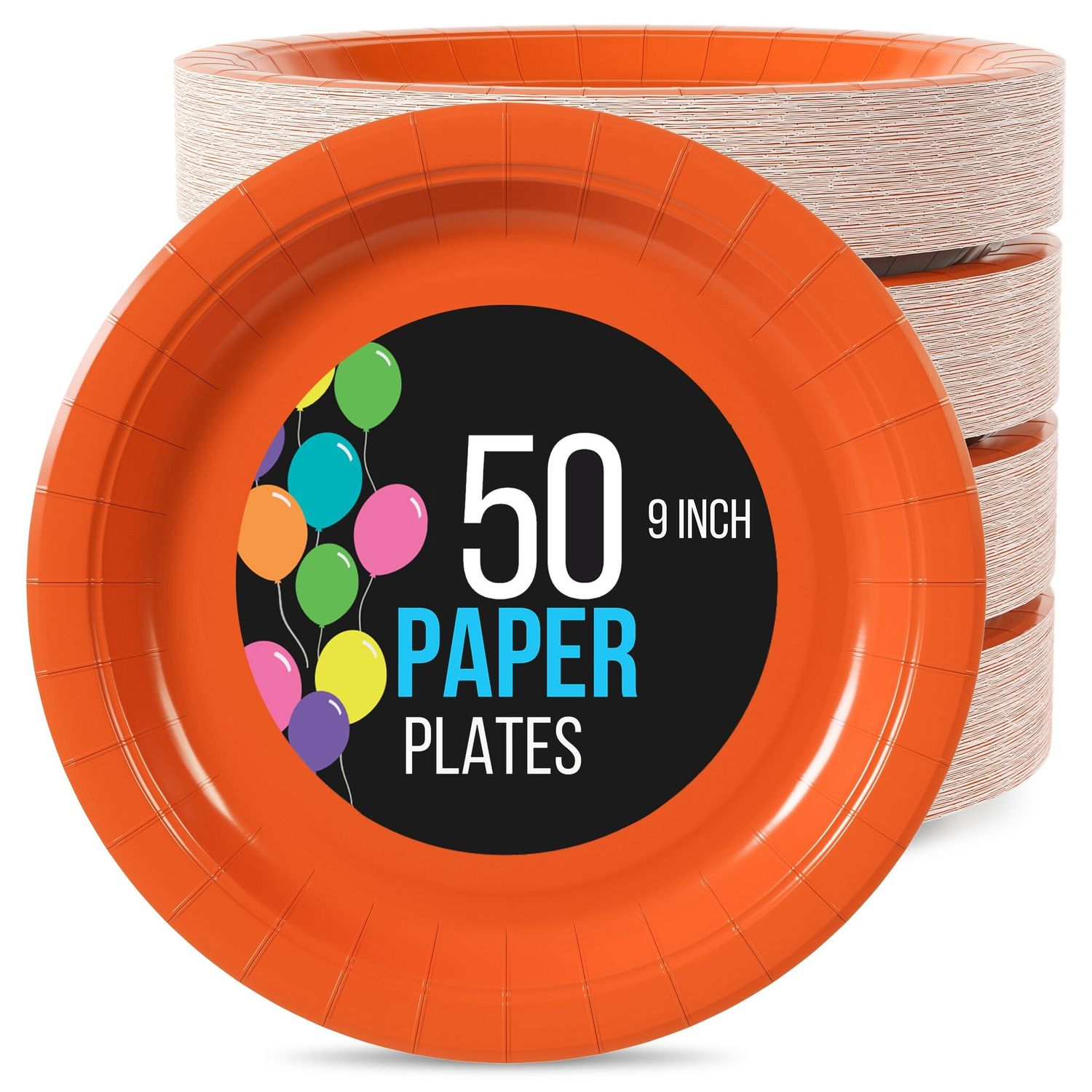 50CT 9in PAPER PLATES ORANGE