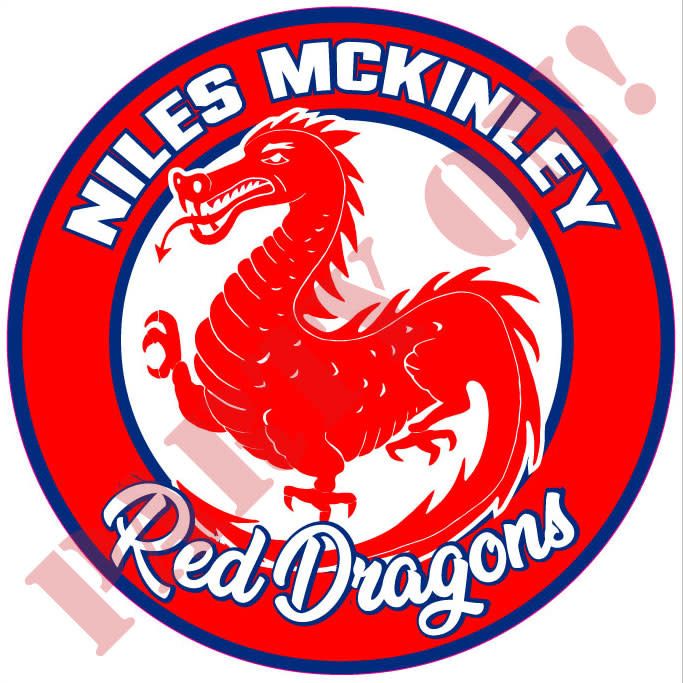 9.5in STICKER NILES MCKINLEY RED DRAGONS