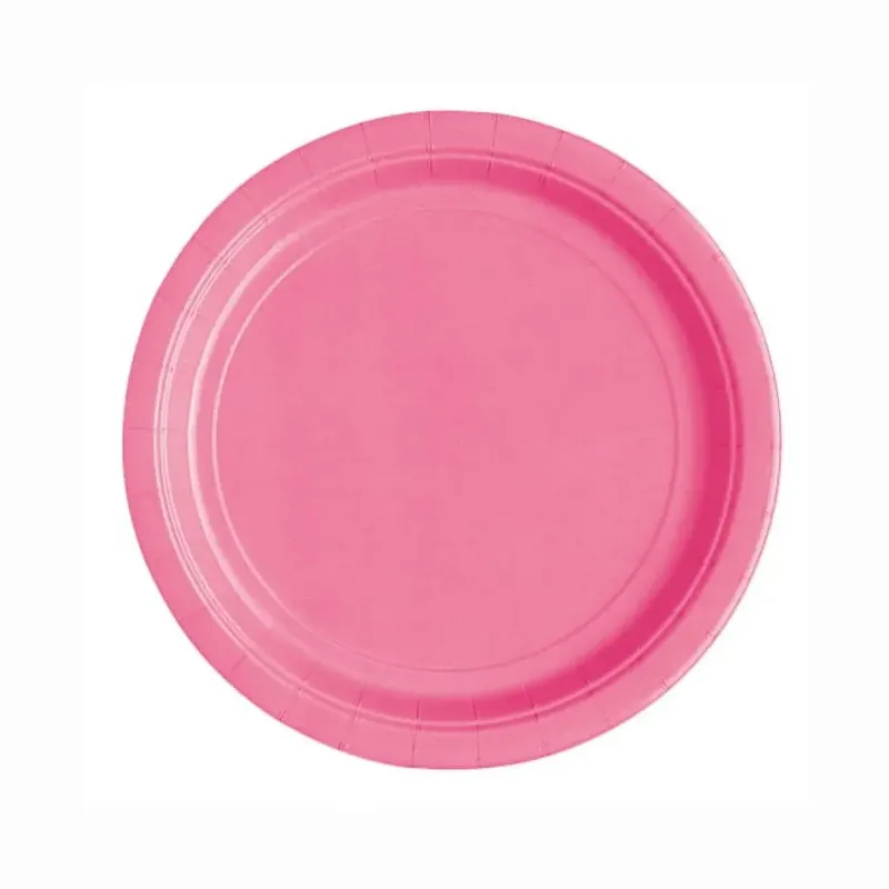 50CT 9in PAPER PLATES HOT PINK