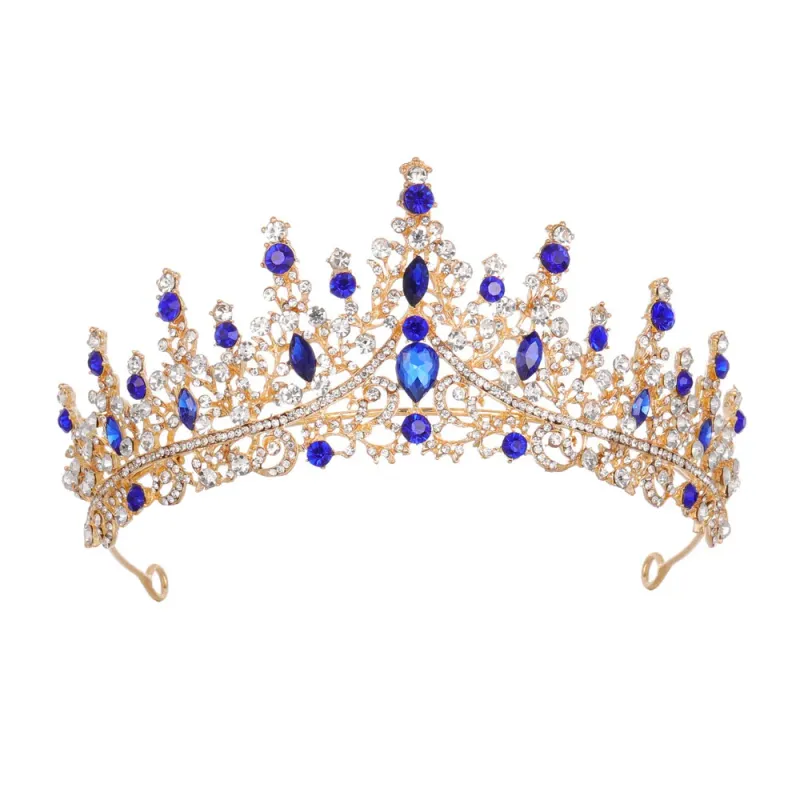 GOLD TIARA WITH ROYAL BLUE STONES