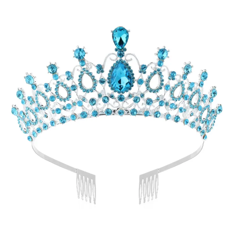 SILVER TIARA WITH BLUE CRYSTALS