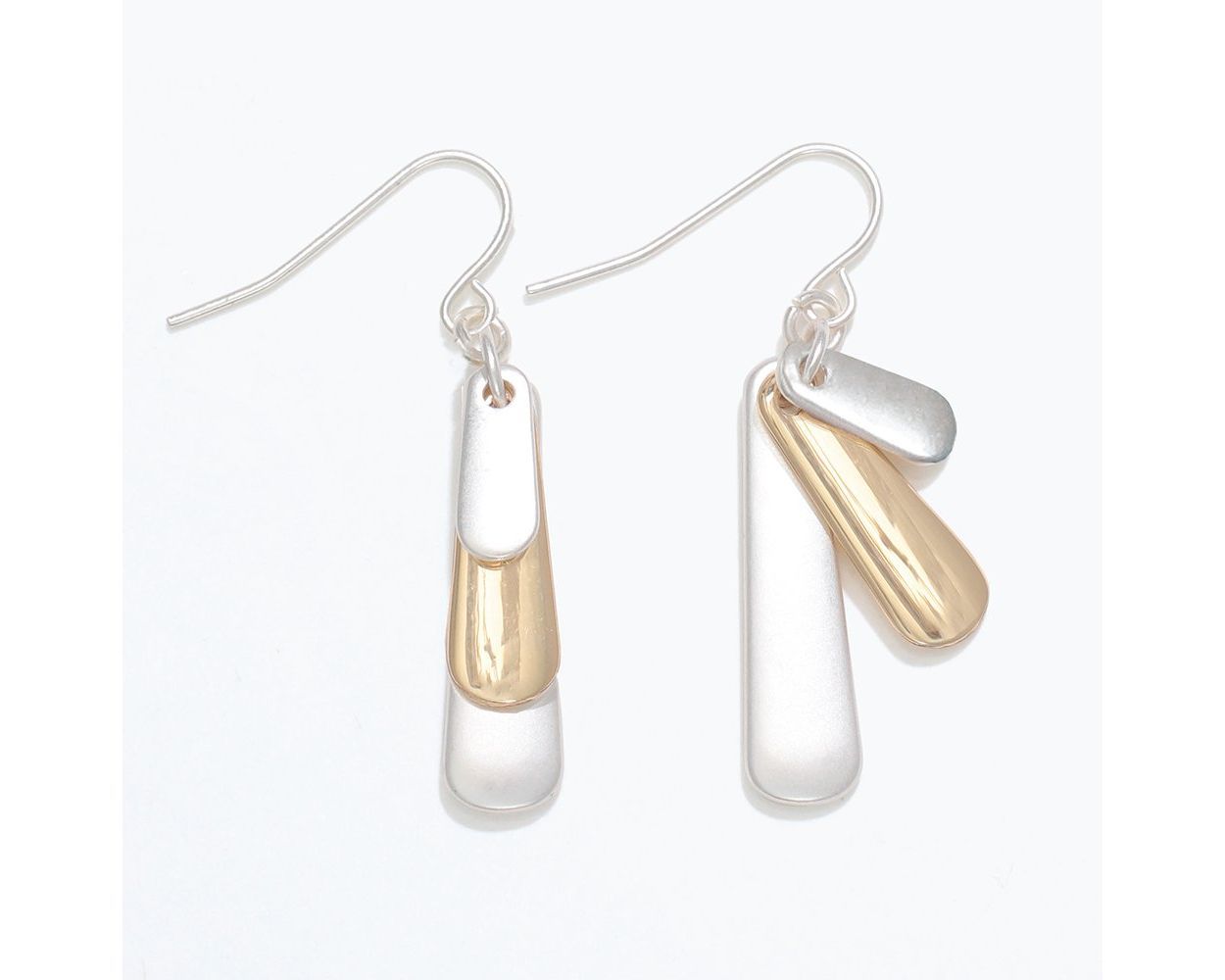 Earrings-Matte Silver &amp; Gold Dangle