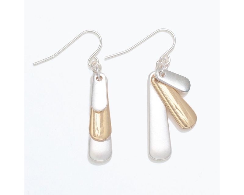 Earrings-Matte Silver &amp; Gold Dangle