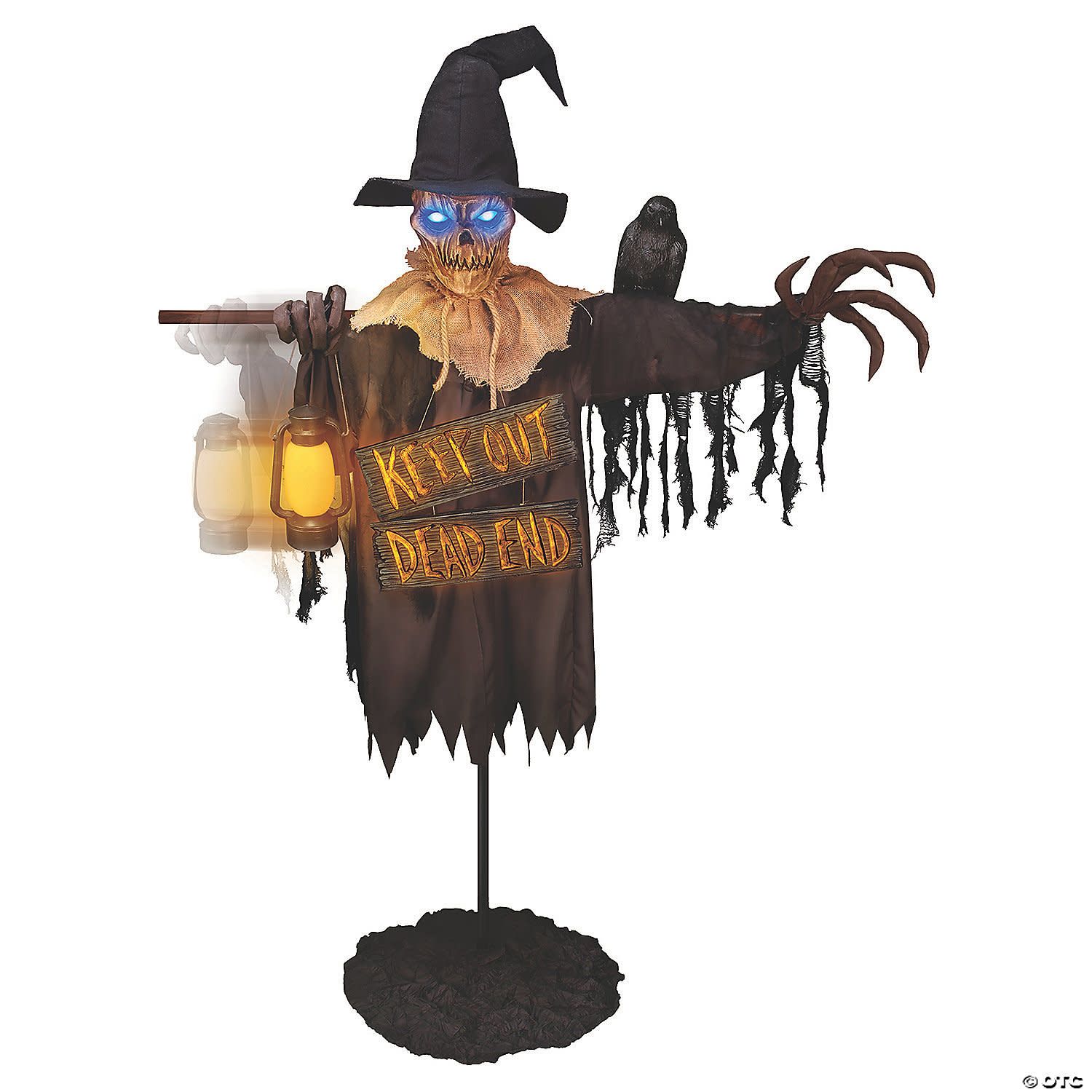 78in ANIMATED SCARECROW WITH LANTERN &amp; SIGN
