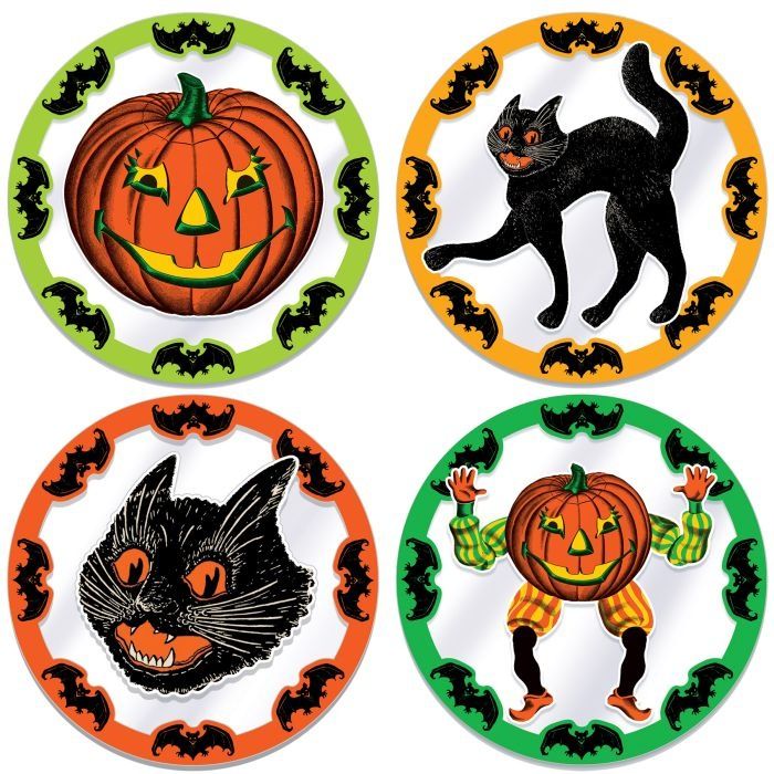 4CT PLASTIC VINTAGE HALLOWEEN PLACEMATS