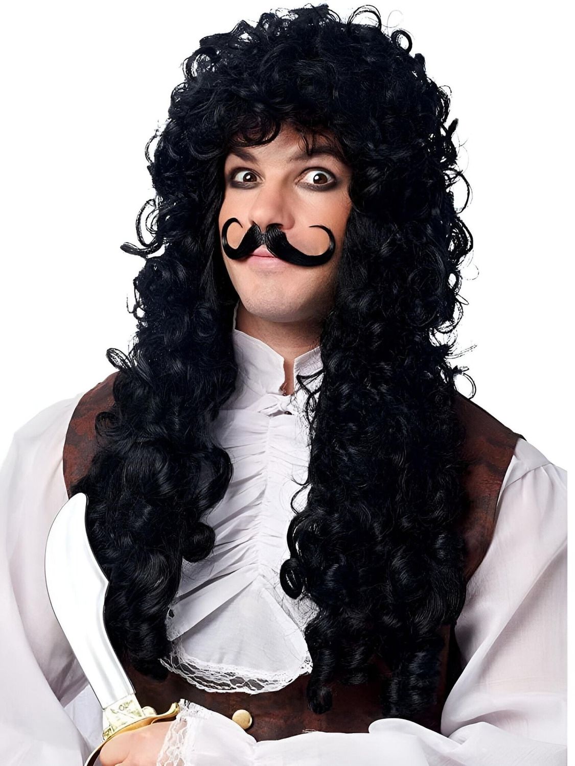 CAPTAIN HOOK WIG W/ MOUSTACHE BLACK