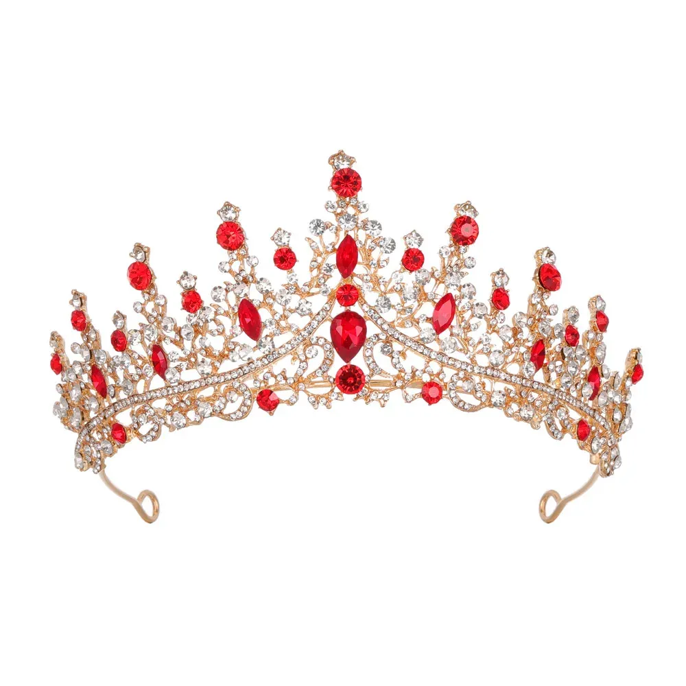 GOLD TIARA WITH RED STONES
