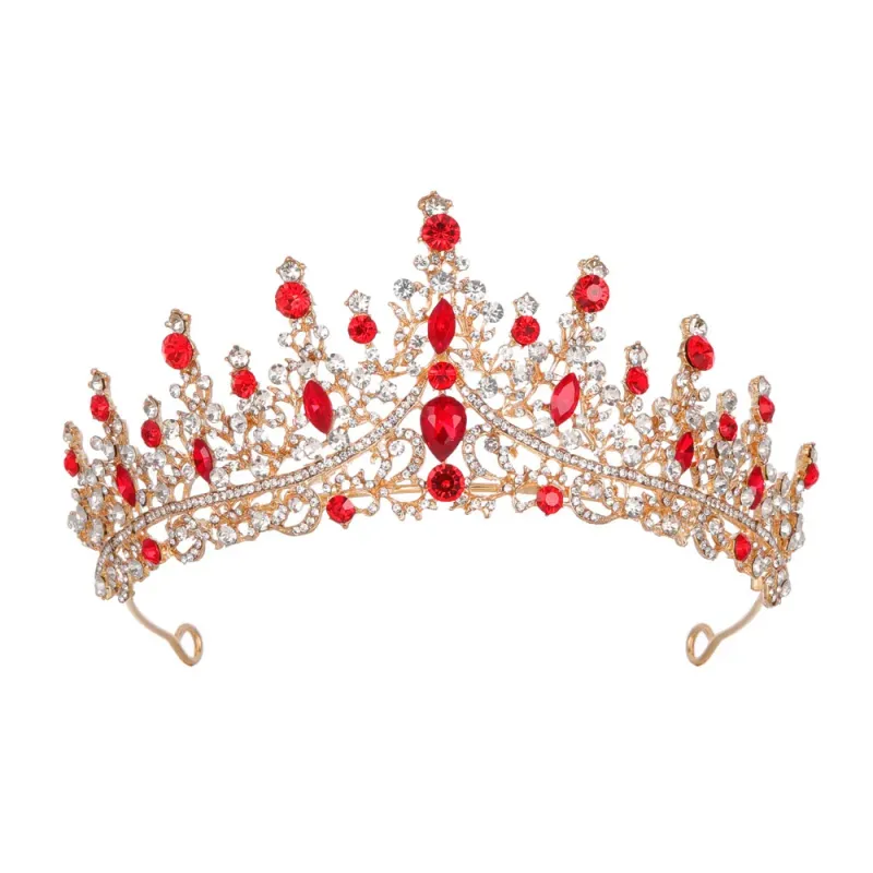 GOLD TIARA WITH RED STONES