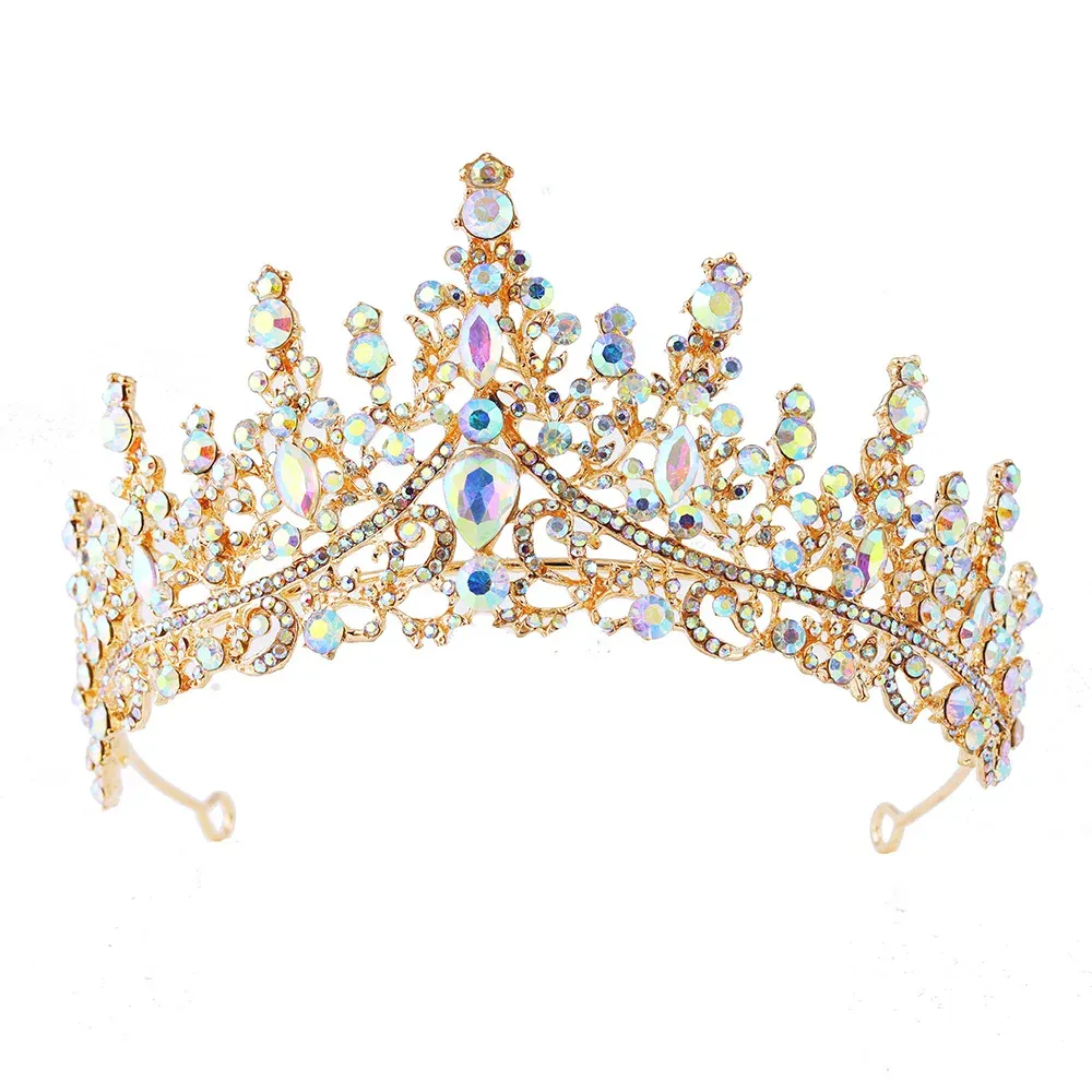 GOLD TIARA WITH IRIDESCENT STONES
