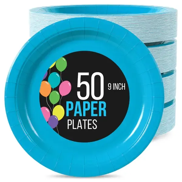 50CT 9in PAPER PLATES TURQUIOSE