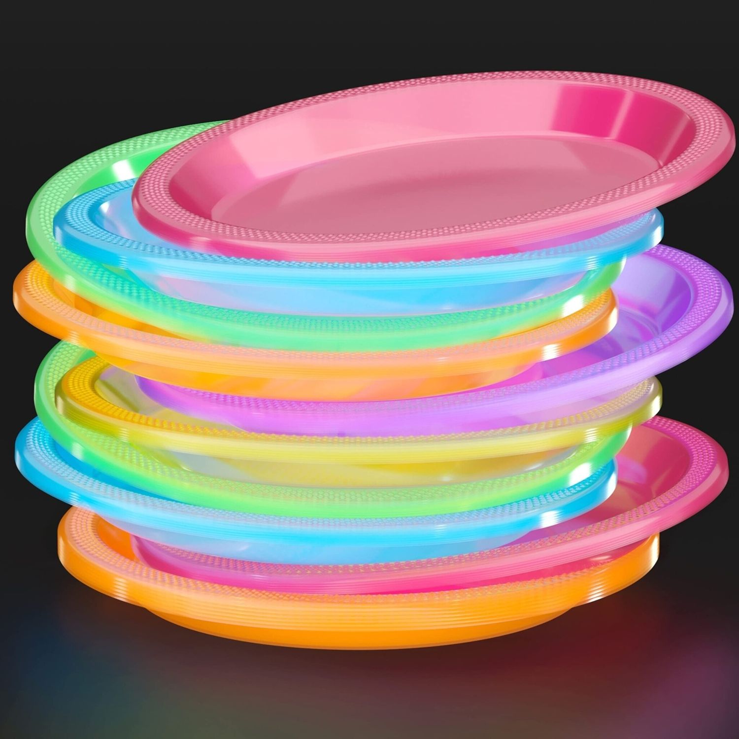 60CT 7in PLASTIC PLATES NEON