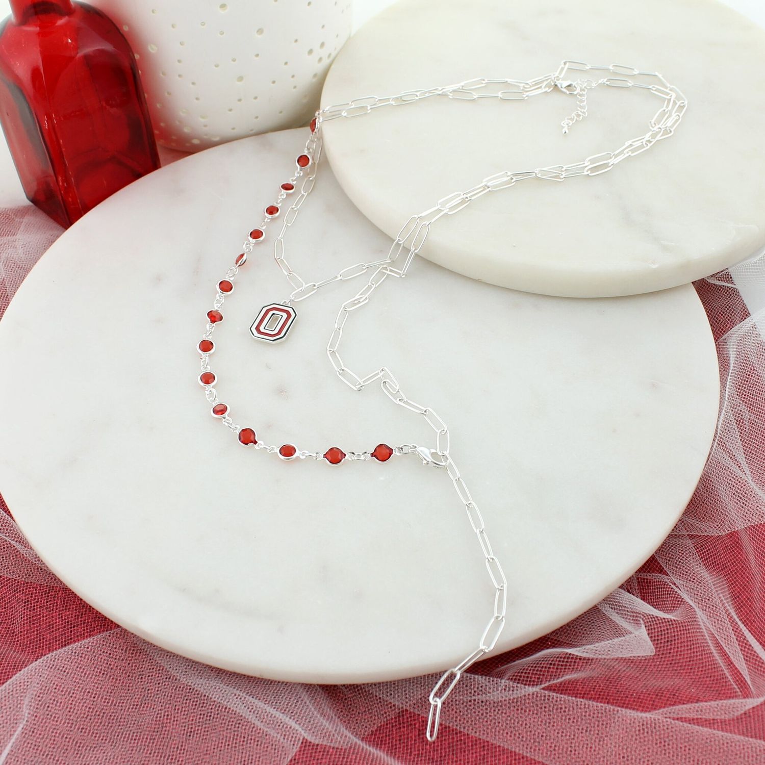 OHIO STATE LOGO PAPERCLIP CHAIN NECKLACE