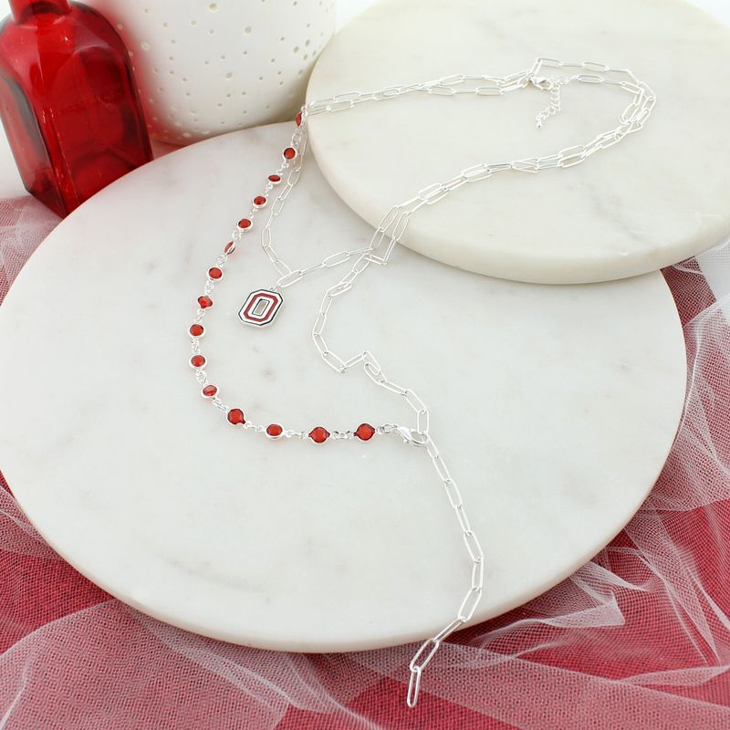 OHIO STATE LOGO PAPERCLIP CHAIN NECKLACE
