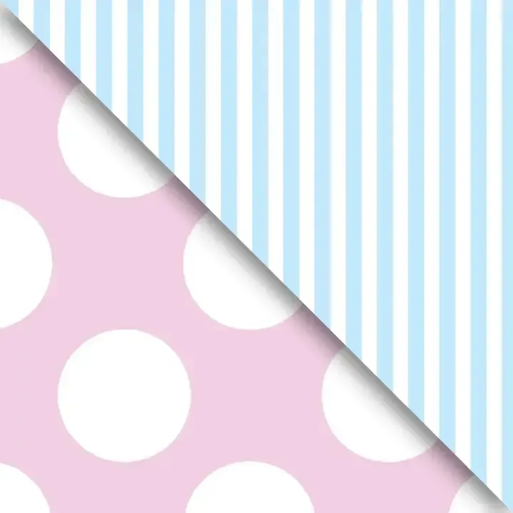 5FT X 30in ROLL WRAP PASTEL PINK DOT &amp; PASTEL BLUE STRIPE