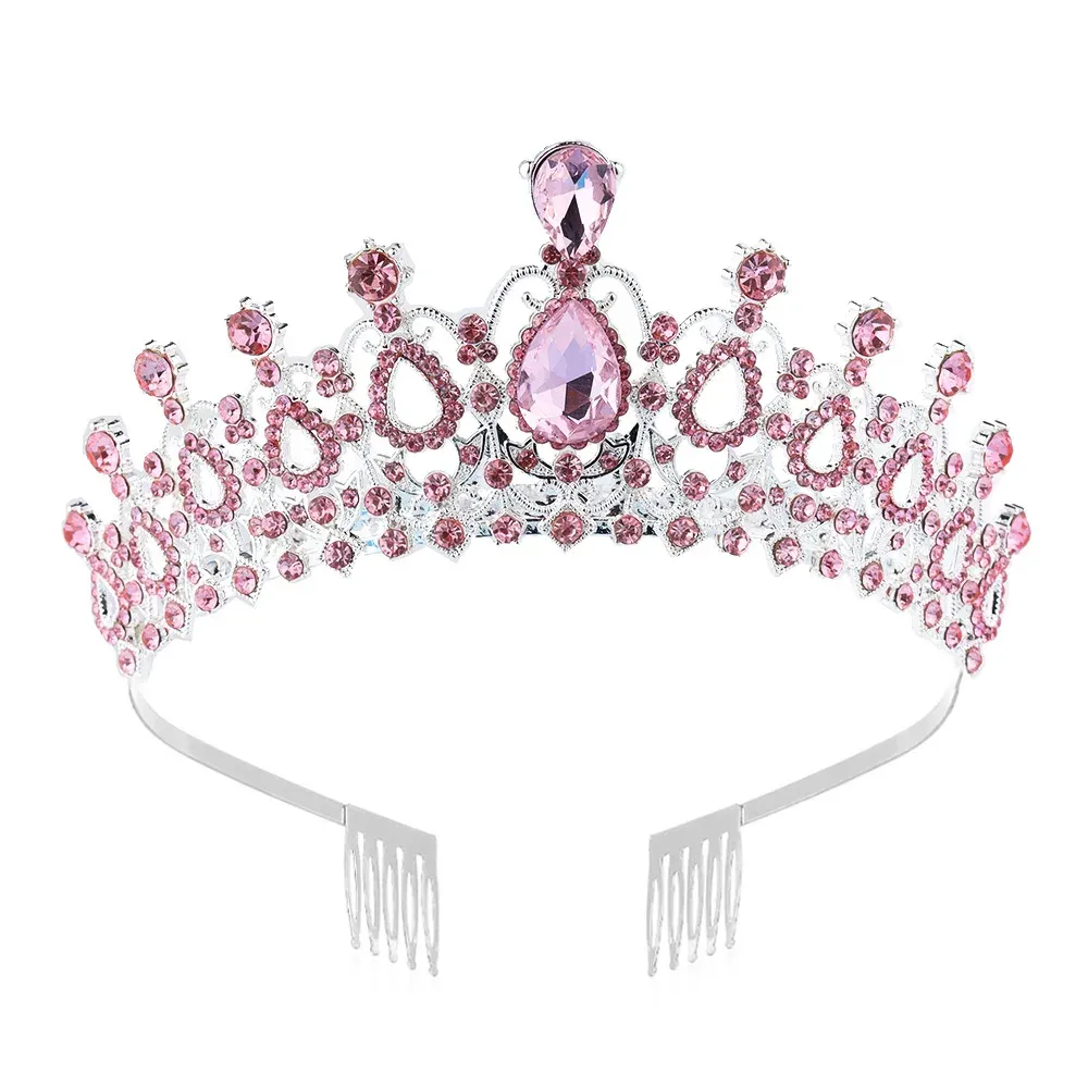 SILVER TIARA WITH PINK CRYSTALS