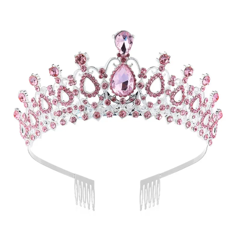 SILVER TIARA WITH PINK CRYSTALS
