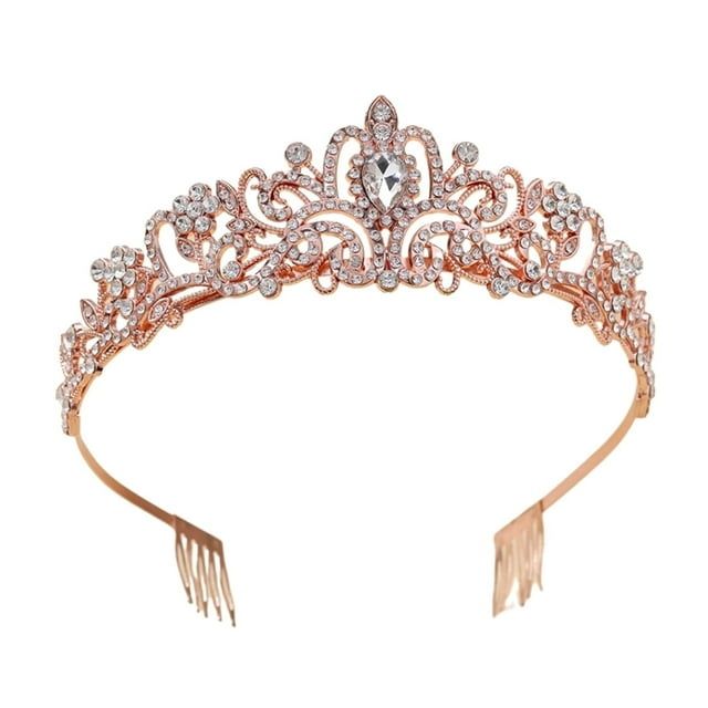 ROSE GOLD TIARA WITH CLEAR STONES