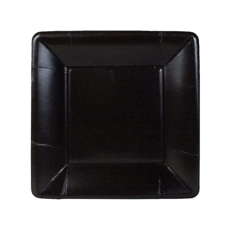 Grosgrain Border Black Salad/Dessert Plates Square - 8 Count