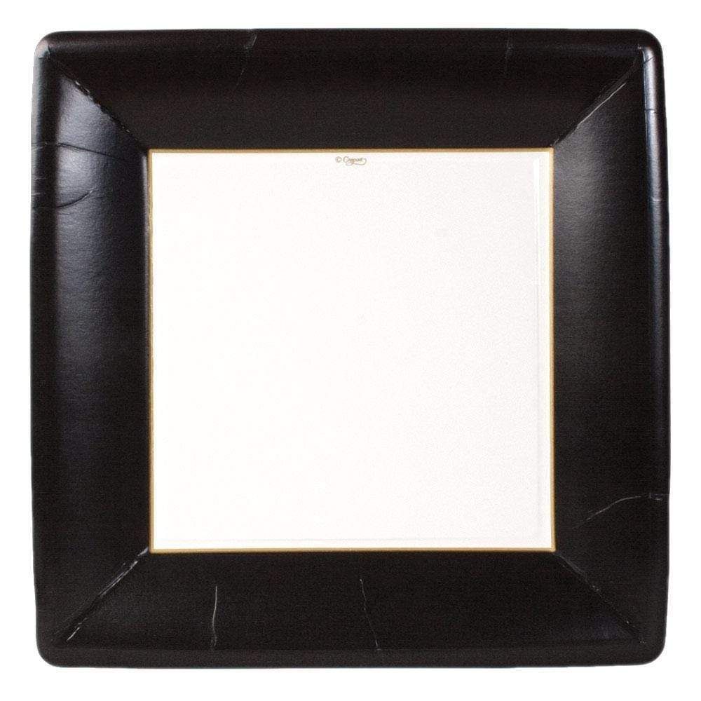 Grosgrain Border Black Dinner Plates Square - 8 Count