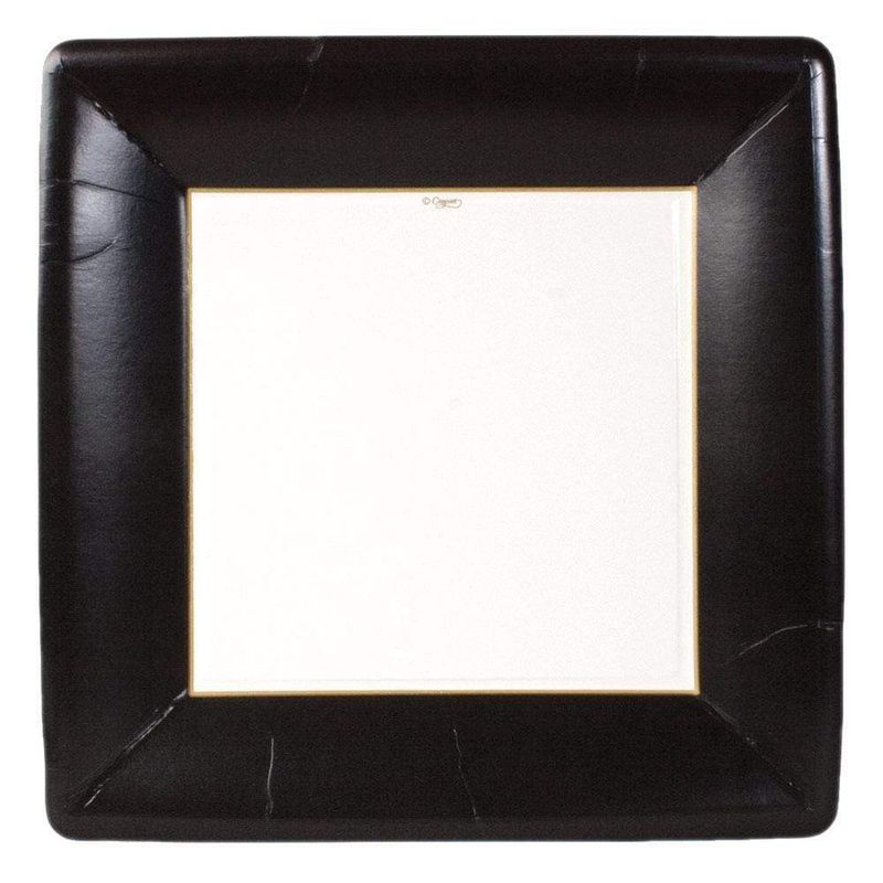 Grosgrain Border Black Dinner Plates Square - 8 Count