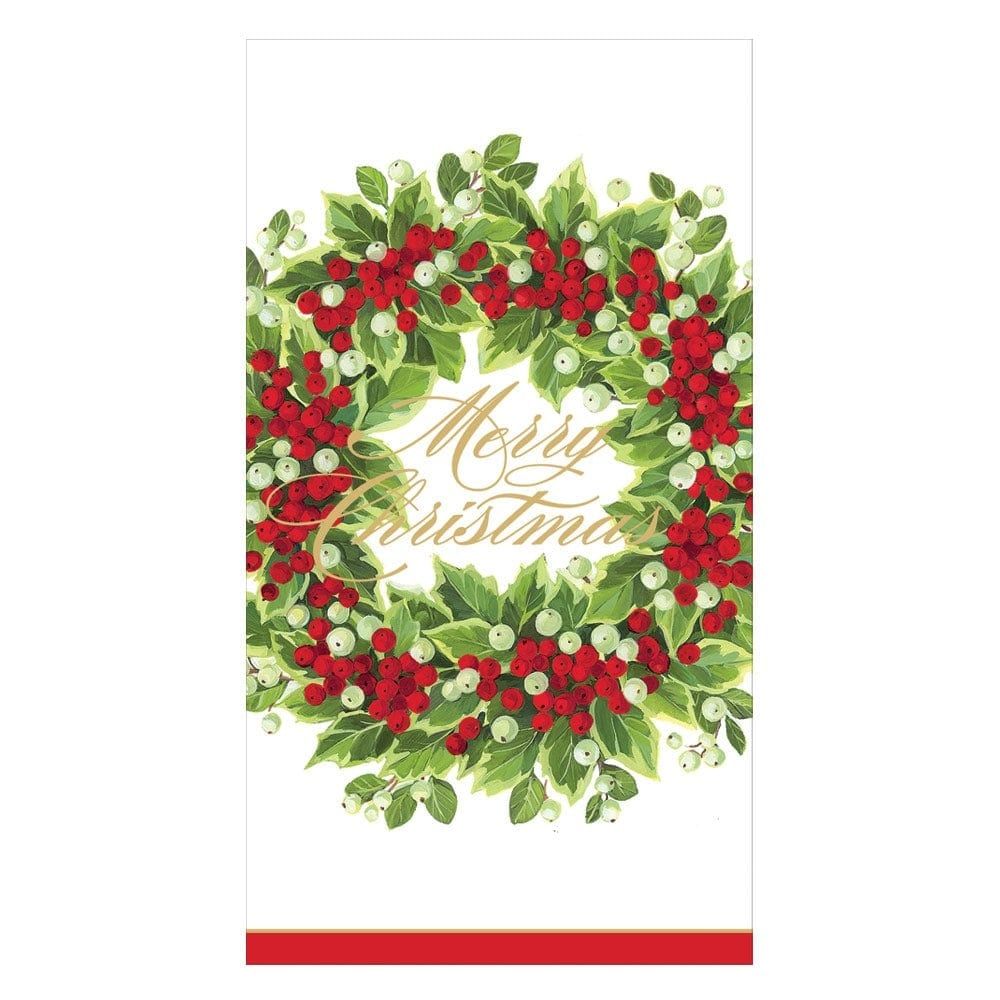 HOLLY AND BERRY WREATH MERRY CMAS - GUEST TOWEL