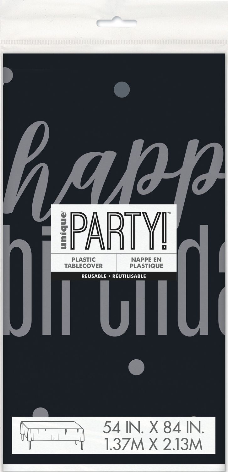 TABLE COVER GLITZ BLACK BIRTHDAY