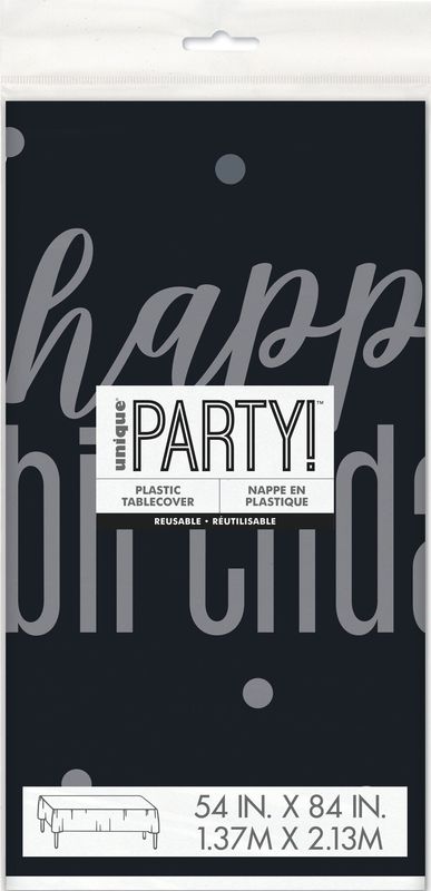TABLE COVER GLITZ BLACK BIRTHDAY