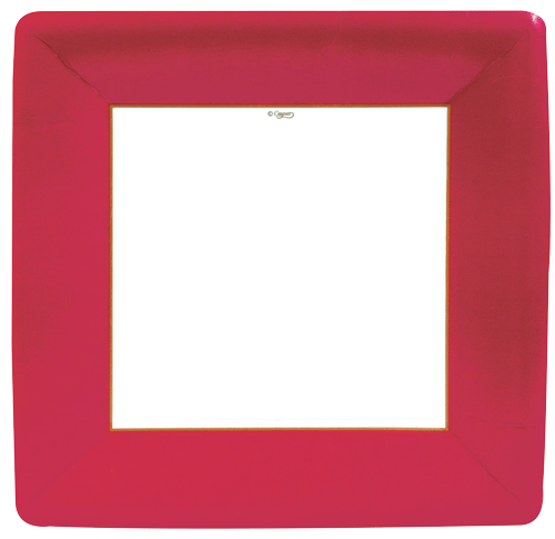 GROSGRAIN BORDER RED  SQ - DINNER PLATES SQUARE