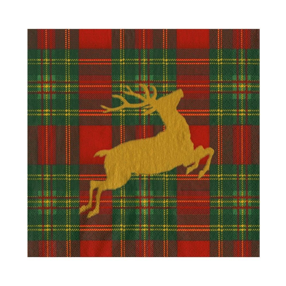 REINDEER TARTAN RED - NAPKIN LUNCHEON